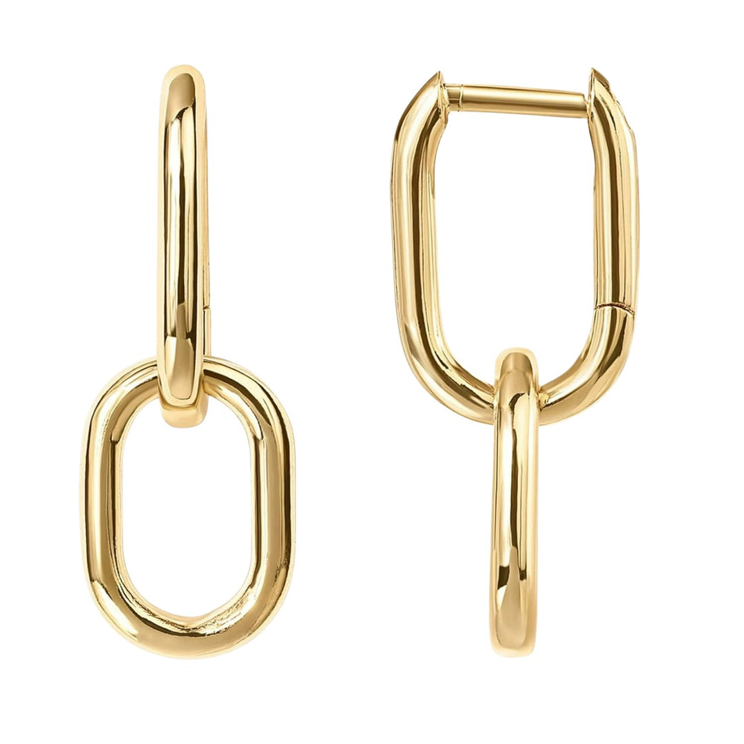 18ct Gold Plated Convertible Paperclip Drop Earrings