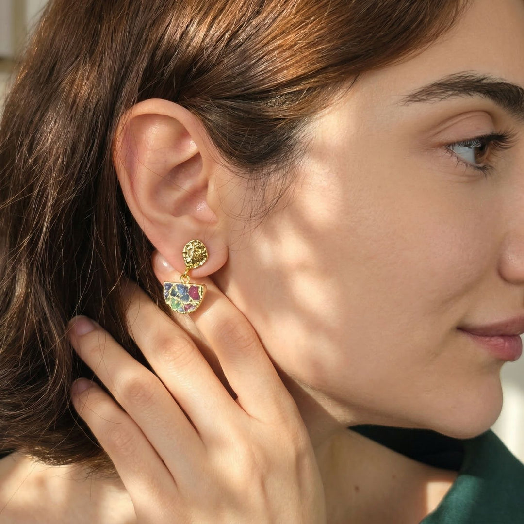 Statement Ruby Sapphire Emerald Gemstone Earrings