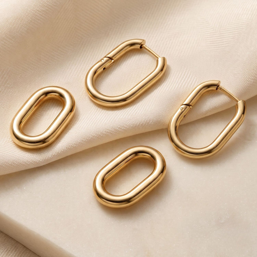 18ct Gold Plated Convertible Paperclip Drop Earrings