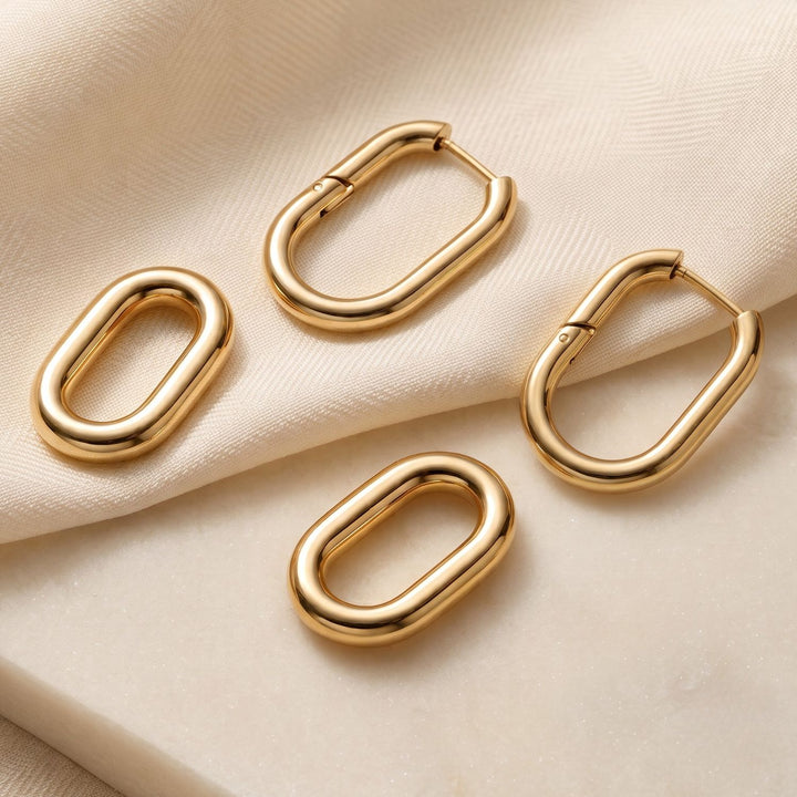 18ct Gold Plated Convertible Paperclip Drop Earrings