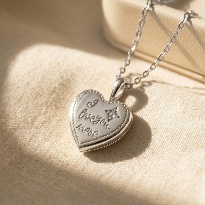 Sterling Silver I Love You More Heart Charm Necklace