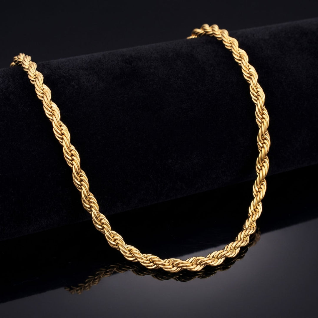 18ct Gold Plated Rope Chain Necklace For Men