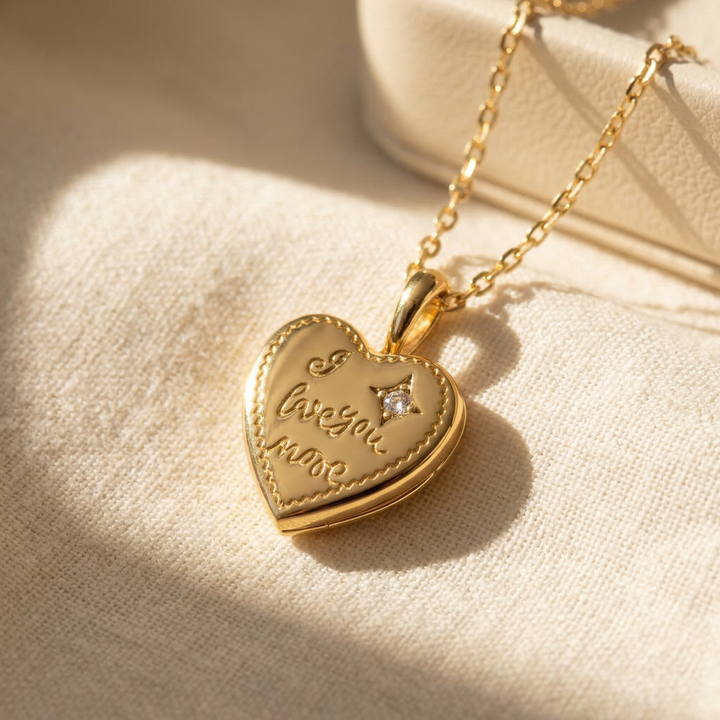 18ct Gold Plated I Love You More Heart Charm Necklace