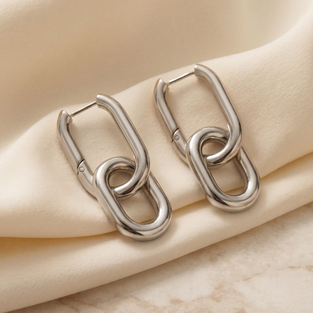 Silver Convertible Paperclip Drop Earrings