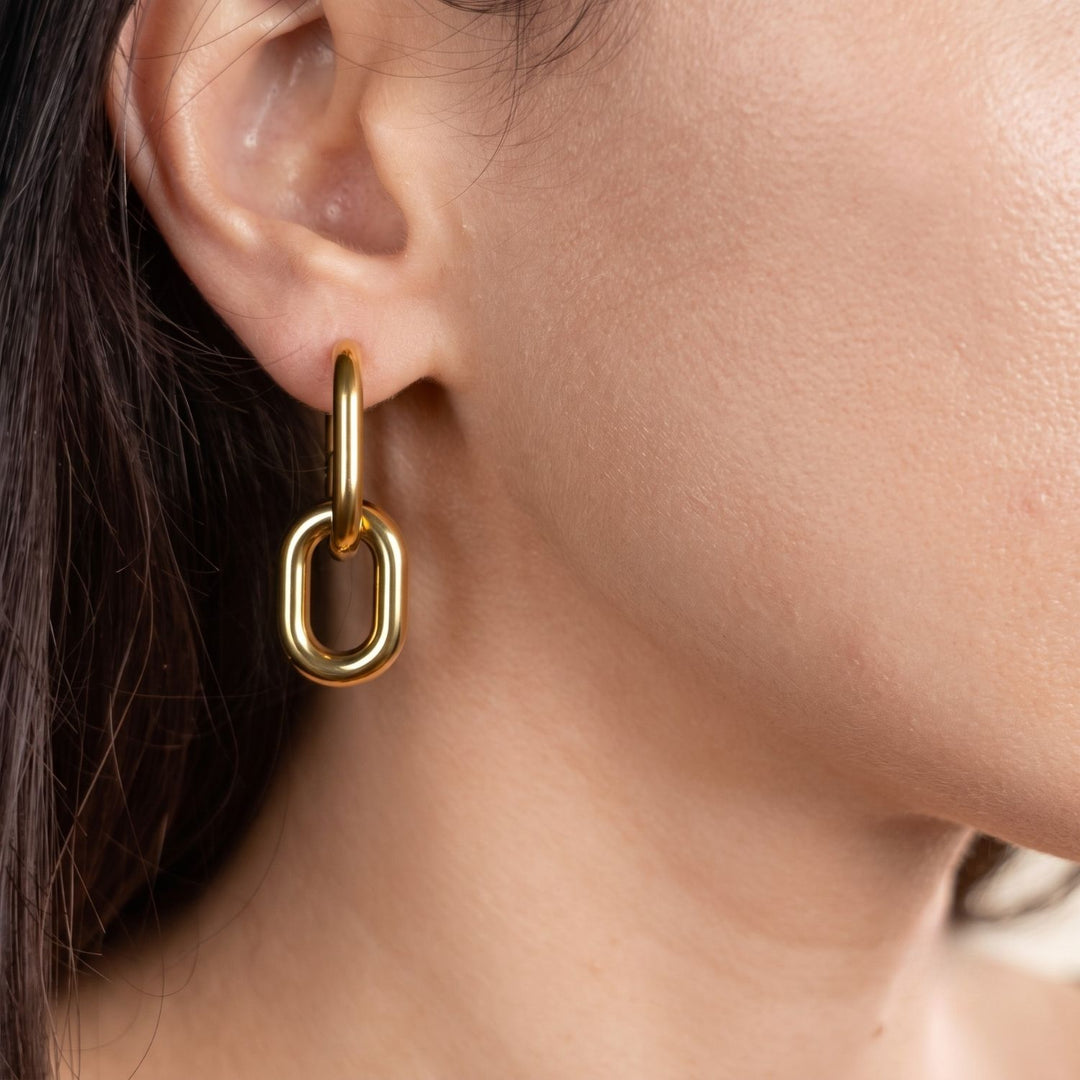 18ct Gold Plated Convertible Paperclip Drop Earrings