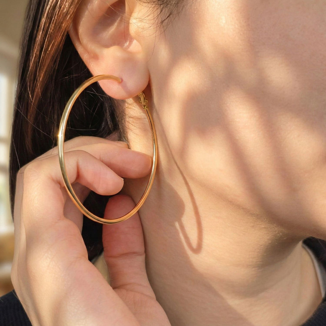 Extra Large Gold Plated Hoop Earrings