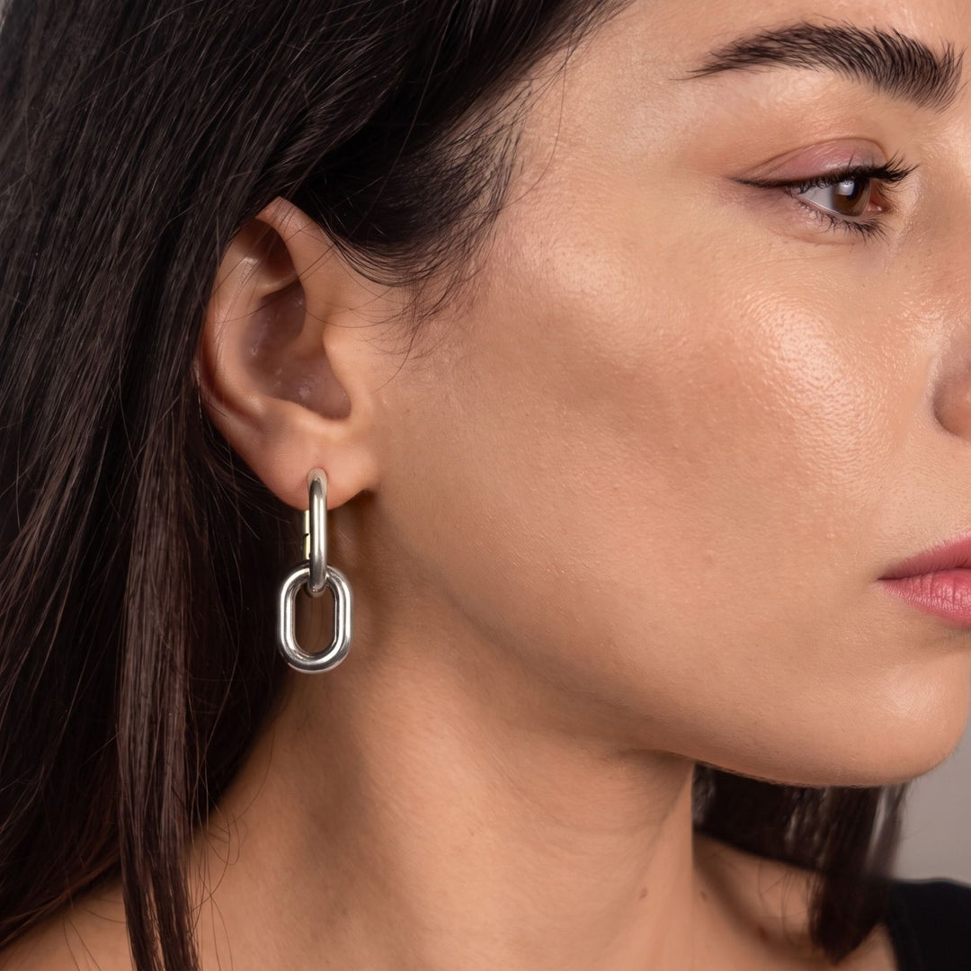Silver Convertible Paperclip Drop Earrings