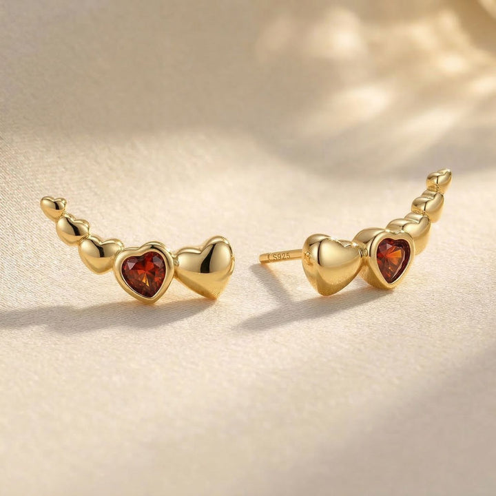 18ct Gold Plated Dainty Love Heart Stud Earrings