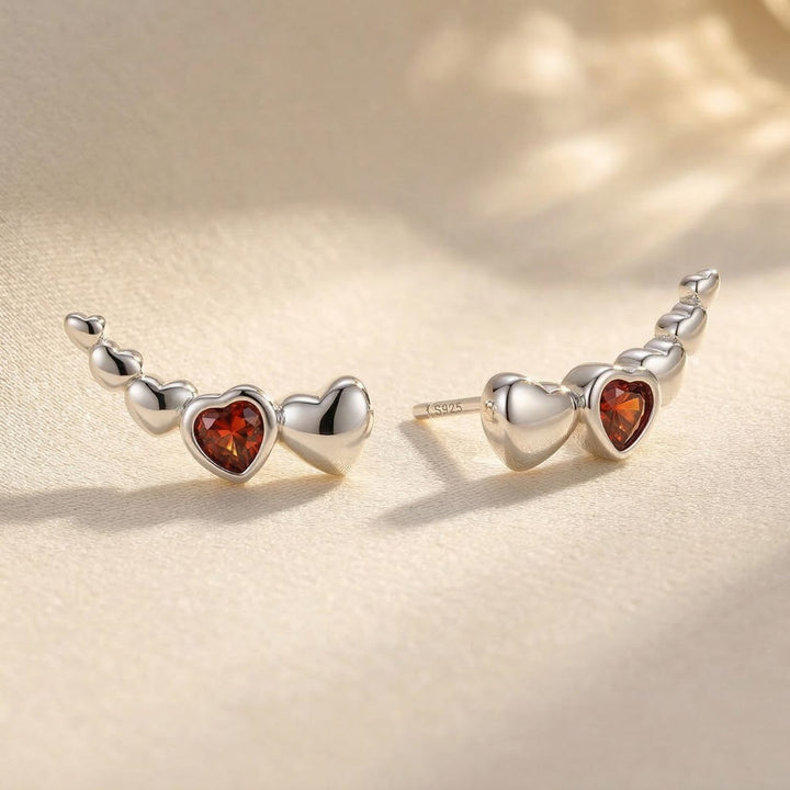 Sterling Silver Dainty Love Heart Stud Earrings