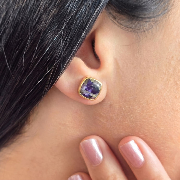Amethyst February Birthstone Gold Vermeil Stud Earrings