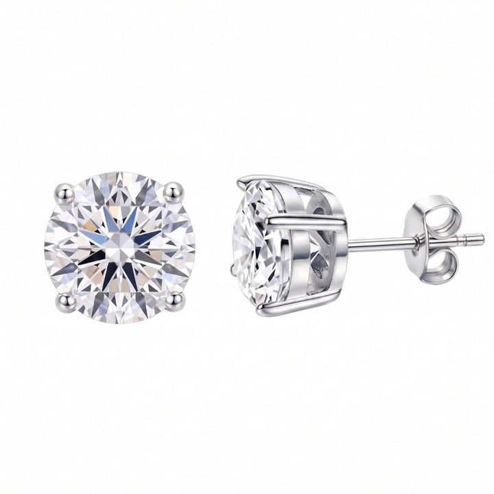 Silver Round Solitaire Stud Earrings For Men in 3 Sizes
