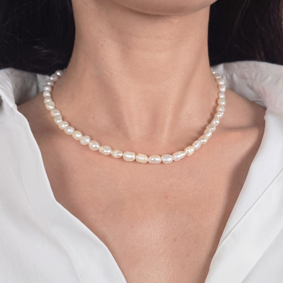 Gold Plated Natural Freshwater Pearl Choker Necklace
