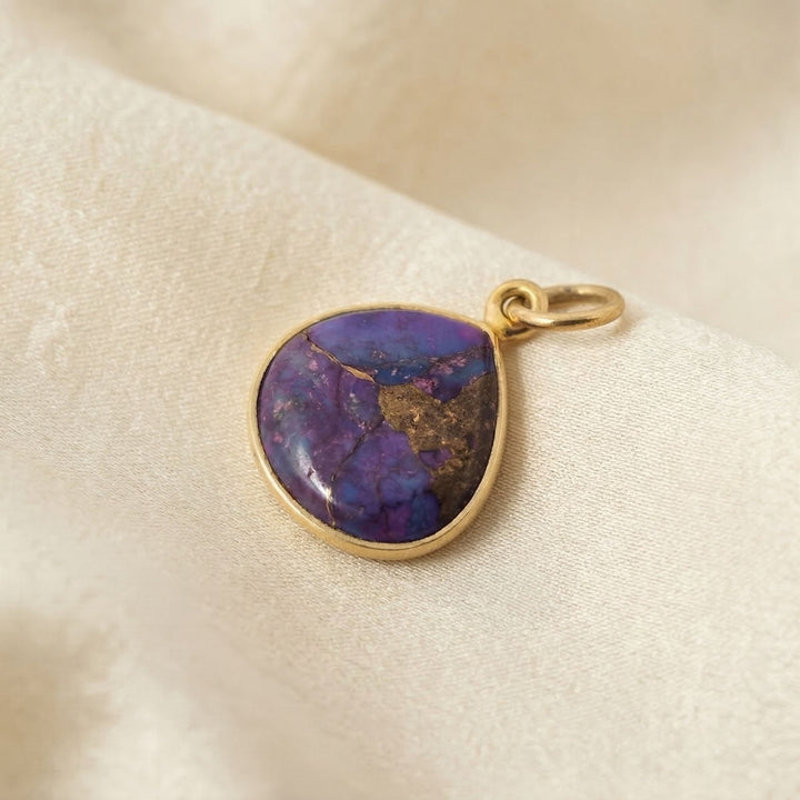 18ct Gold Vermeil Round Bezel Pendant Purple Amethyst February Birthstone
