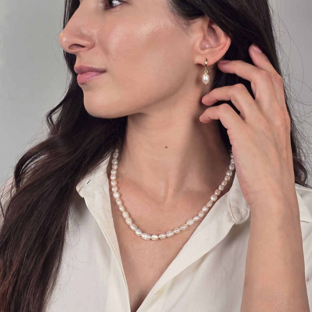 Gold Plated Natural Freshwater Pearl Choker Necklace