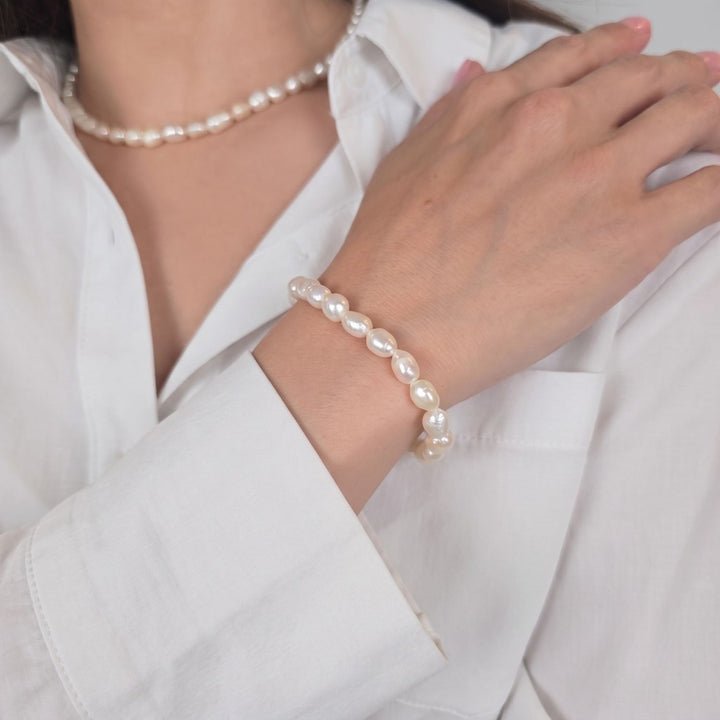 Gold Plated Natural Freshwater Pearl Bracelet