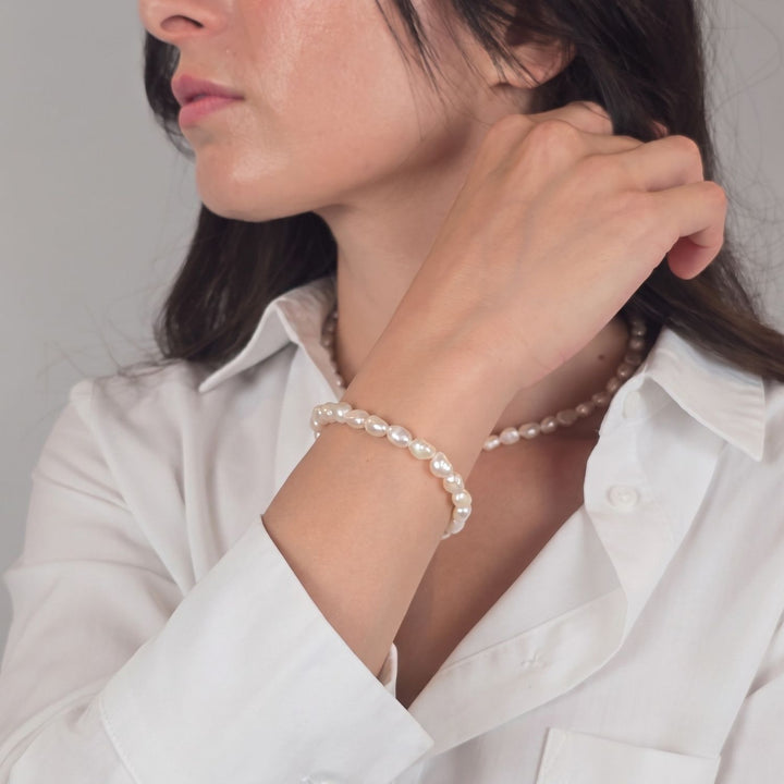 Gold Plated Natural Freshwater Pearl Bracelet