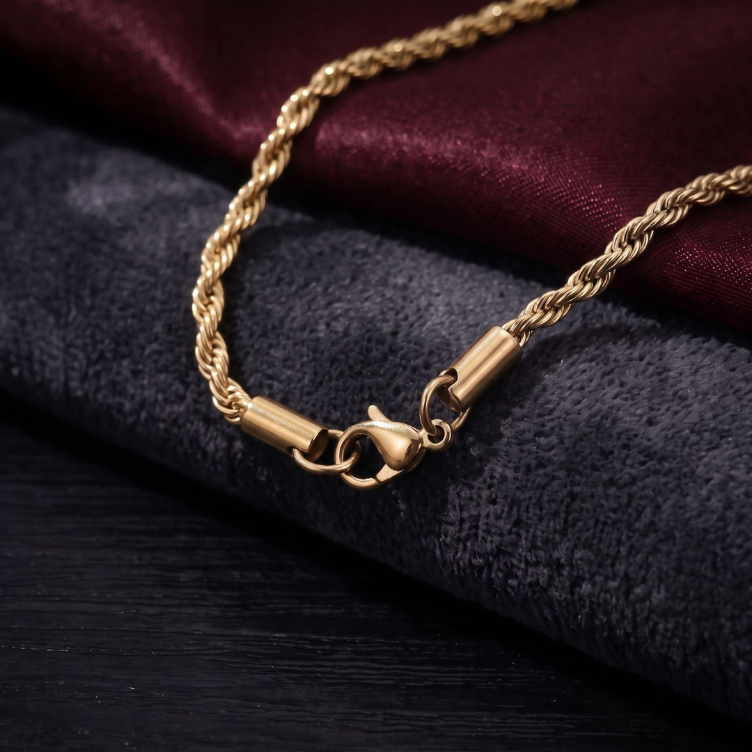 18ct Gold Plated Rope Chain Necklace For Men