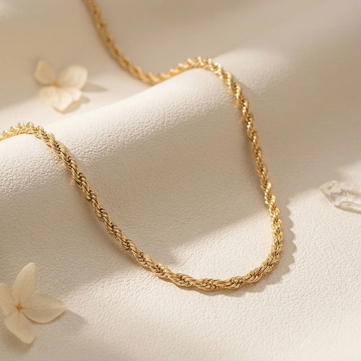 Gold Plated Rope Chain Necklace