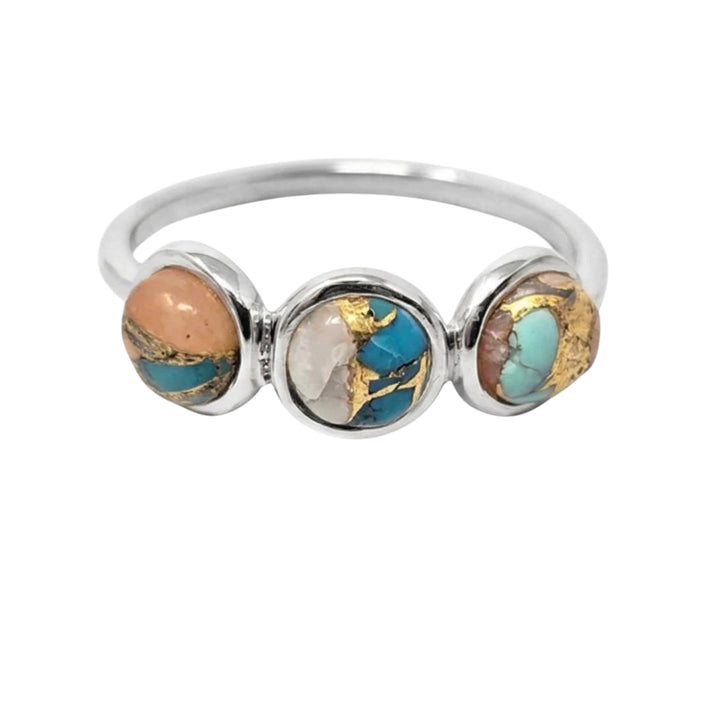 Minimalist Opal Turquoise Gemstone Sterling Silver Ring