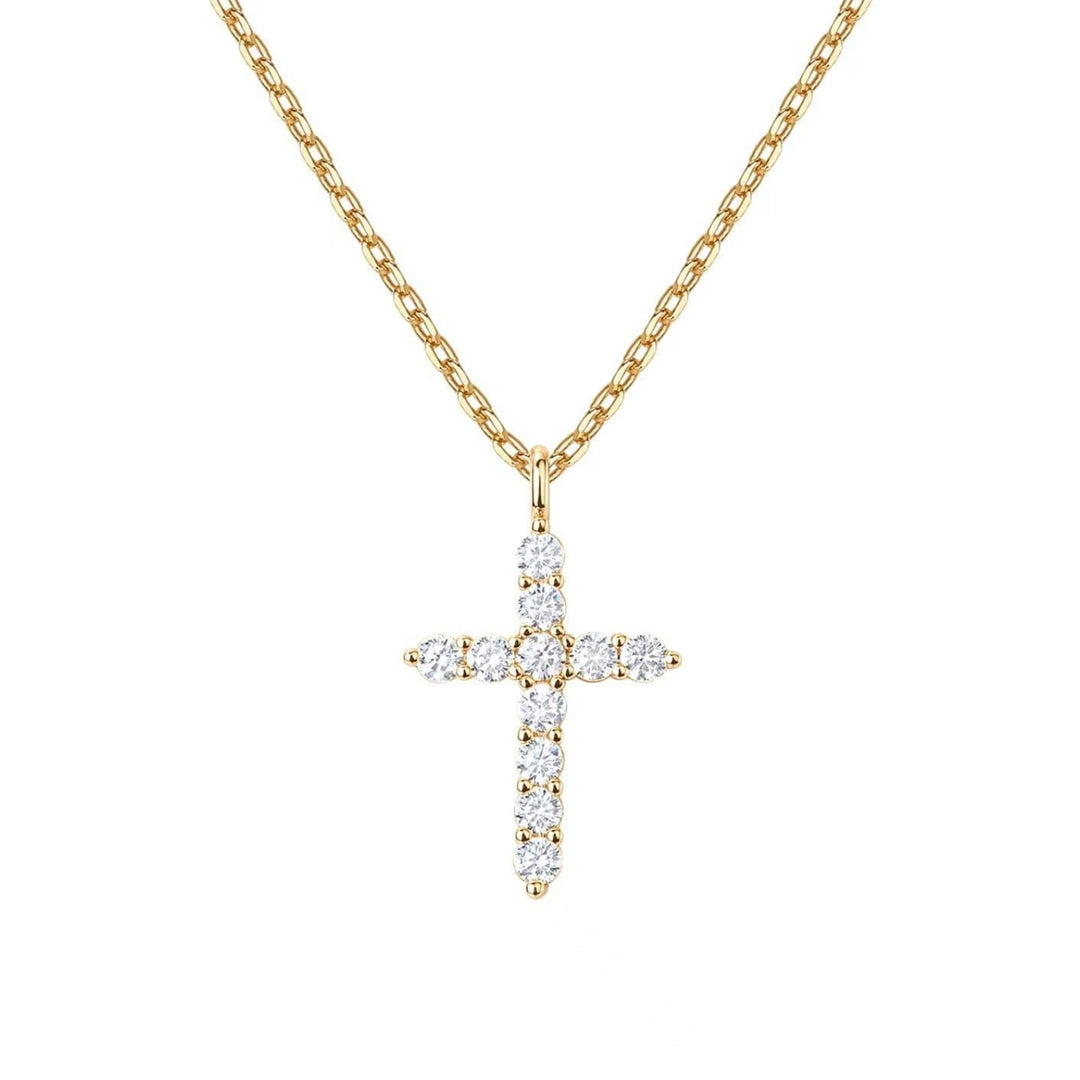 18ct Gold Plated Sparkling Cross Pendant Necklace