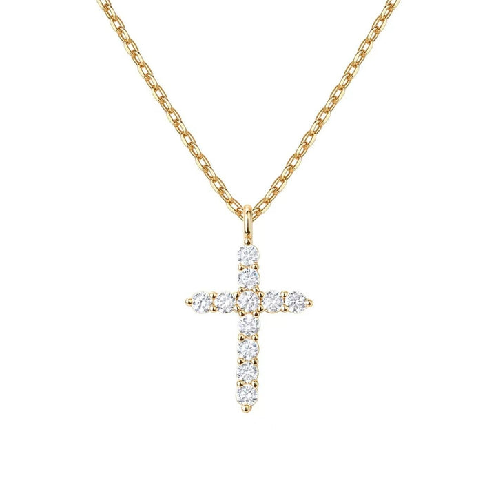 18ct Gold Plated Sparkling Cross Pendant Necklace