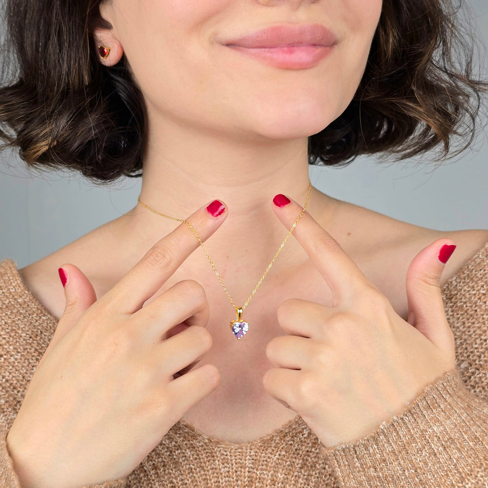 Alexandrite June Birthstone Love Heart Pendant Necklace