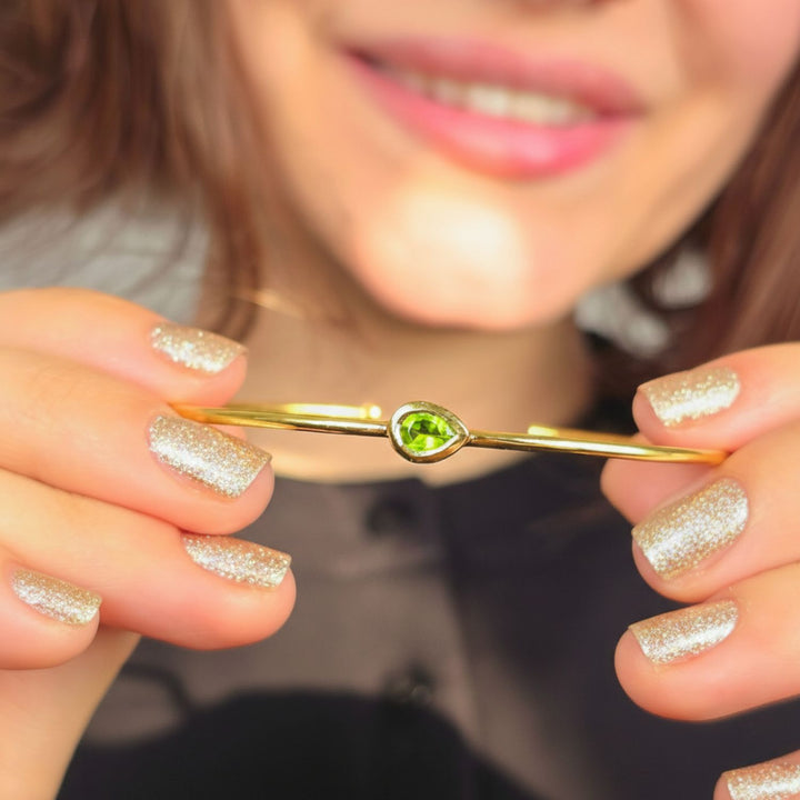 Peridot August Birthstone Gold Vermeil Plated Bangle