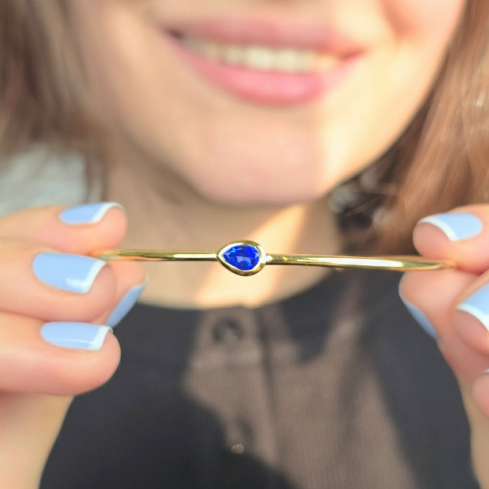 Sapphire September Birthstone Gold Vermeil Plated Bangle