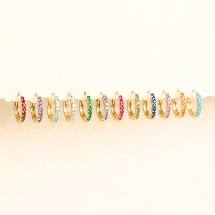 Emerald May Birthstone Small Huggie Hoop Earrings