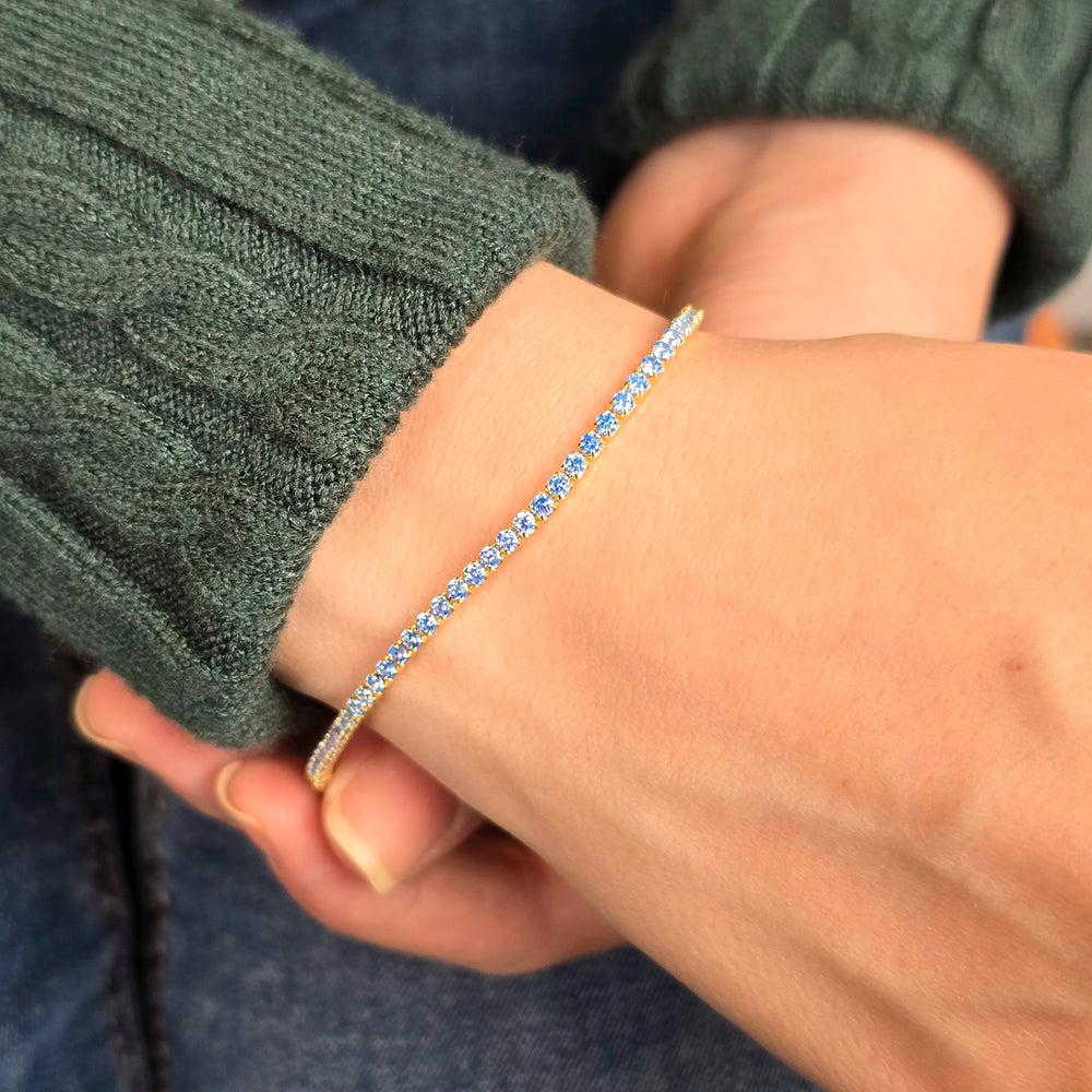 Blue Topaz December Birthstone Dainty Tennis Bracelet