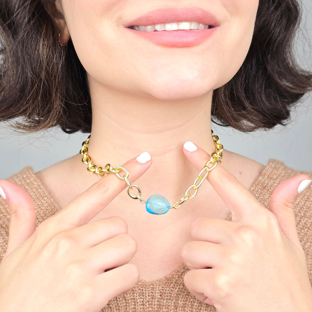 Blue Topaz December Birthstone Statement Pendant Necklace