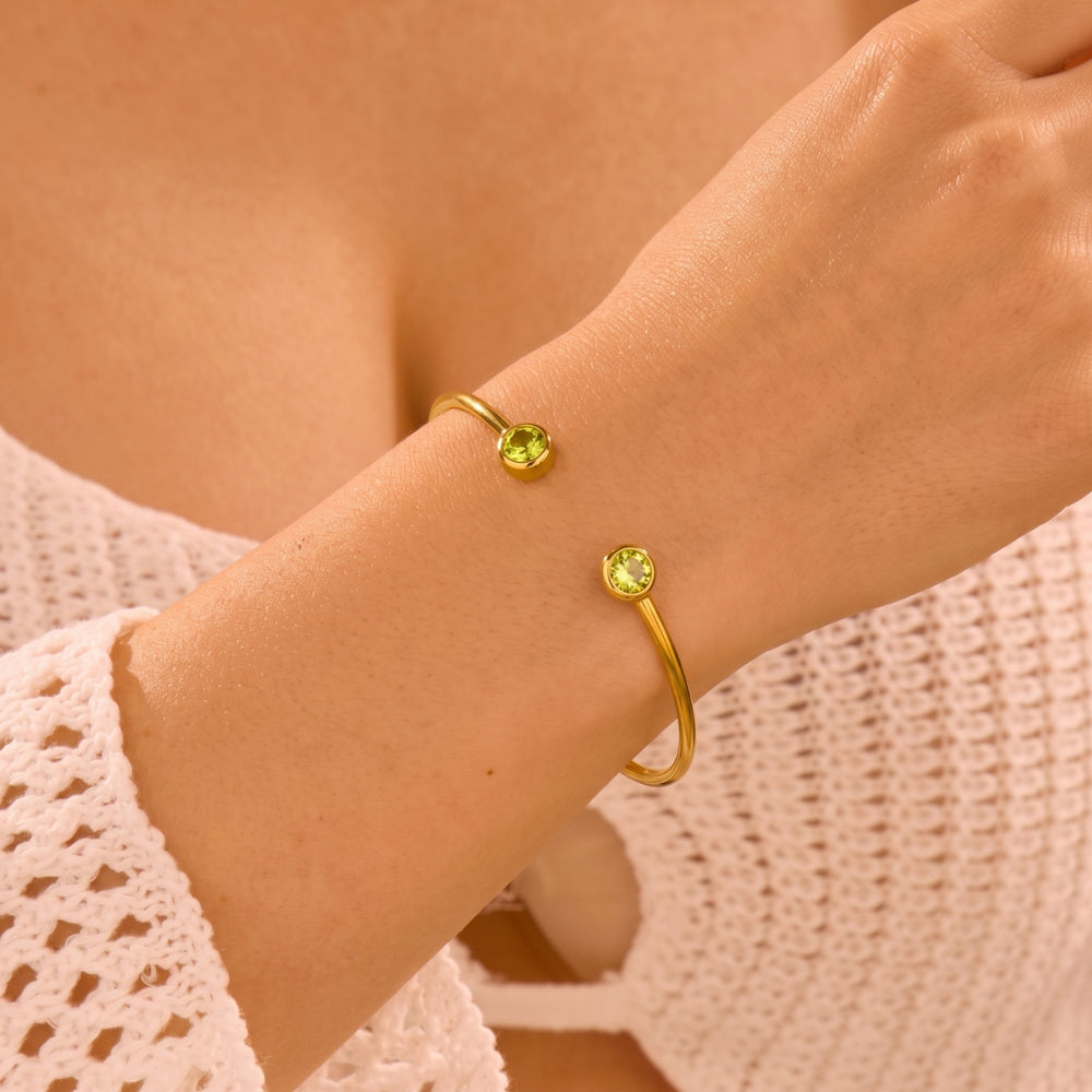 Dainty Citrine November Birthstone Gold Plated Bangle