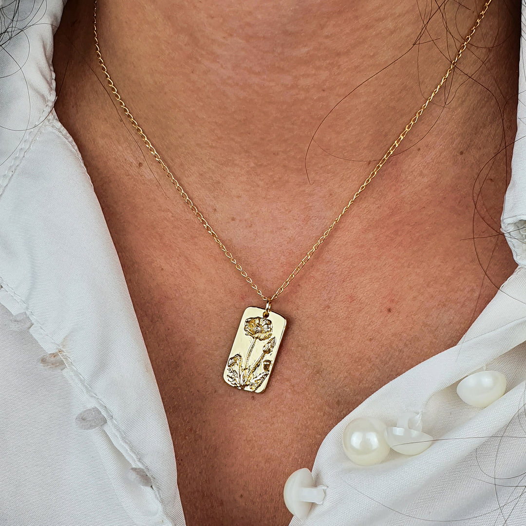 Dainty Poppy Flower Gold Plated Charm Necklace