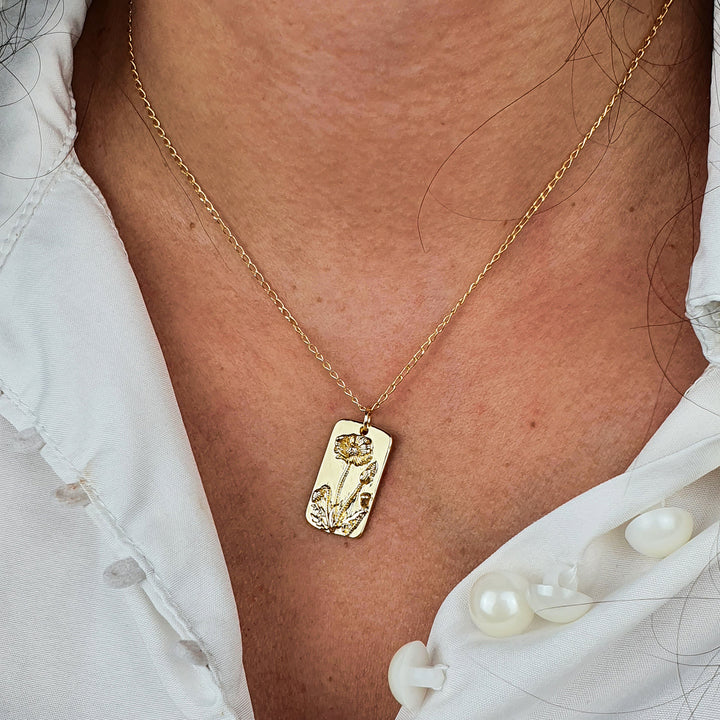 Dainty Poppy Flower Gold Plated Charm Necklace