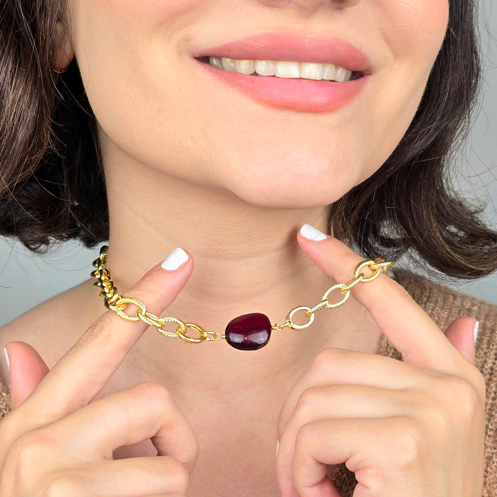 Garnet January Birthstone Statement Pendant Necklace