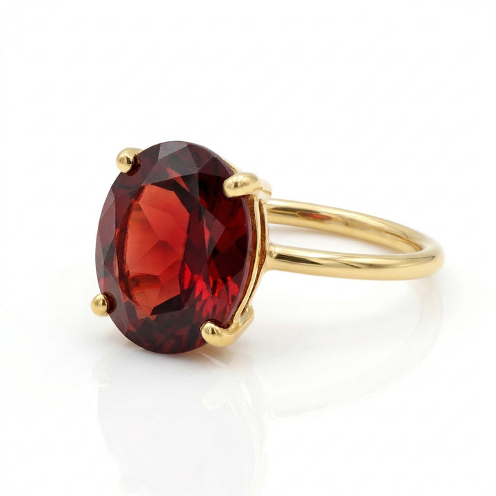 18ct Gold Vermeil Garnet January Birthstone Crystal  Glow Ring
