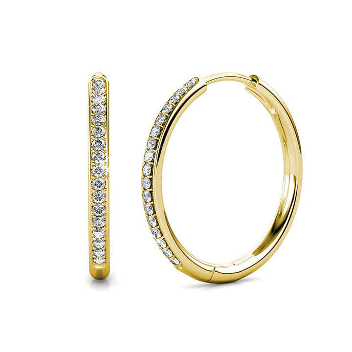Round Hoop Gold Plated Earrings With Certified Austrian Crystals