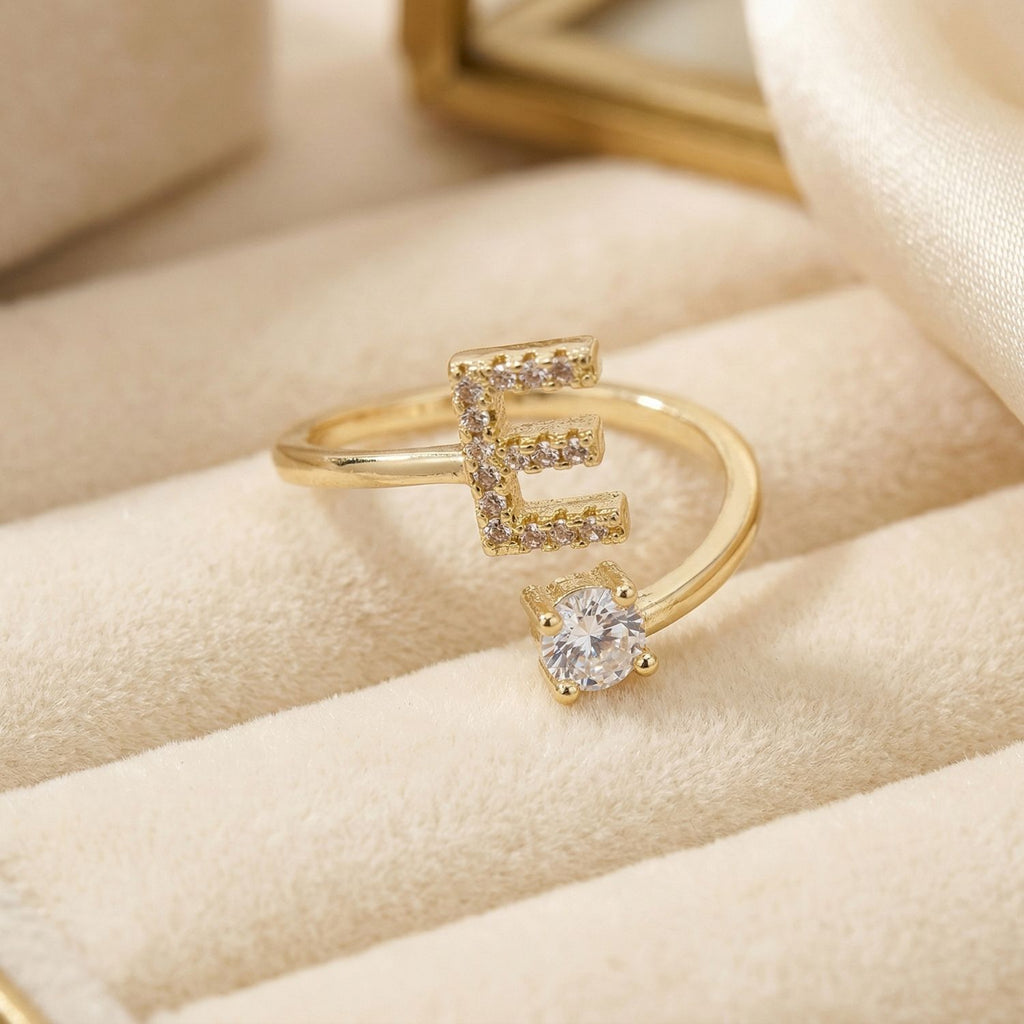 18ct Plated Adjustable Personalised Initial Ring