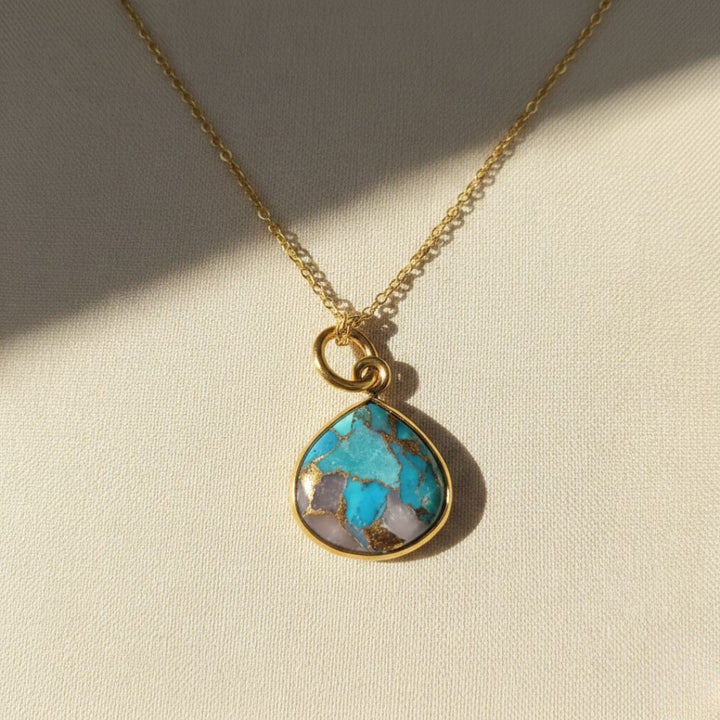18ct Gold Vermeil Plated Opal &amp; Turquoise Necklace