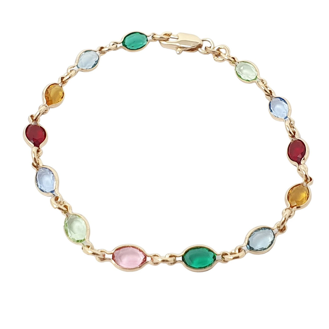 Multicolour gemstone gold plated bracelet, Multicolour crystal bracelet, Gold plated gemstone bracelet, Colourful gemstone bracelet for women, Multi gemstone crystal bracelet, Elegant gold plated bracelet, Rainbow gemstone bracelet, Gemstone bracelet gift for her, Luxury colourful crystal bracelet, Meaningful jewellery gift for women,