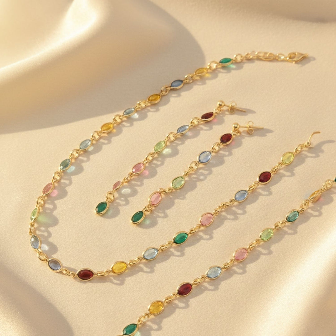 Multicolour gemstone gold plated bracelet, Multicolour crystal bracelet, Gold plated gemstone bracelet, Colourful gemstone bracelet for women, Multi gemstone crystal bracelet, Elegant gold plated bracelet, Rainbow gemstone bracelet, Gemstone bracelet gift for her, Luxury colourful crystal bracelet, Meaningful jewellery gift for women,