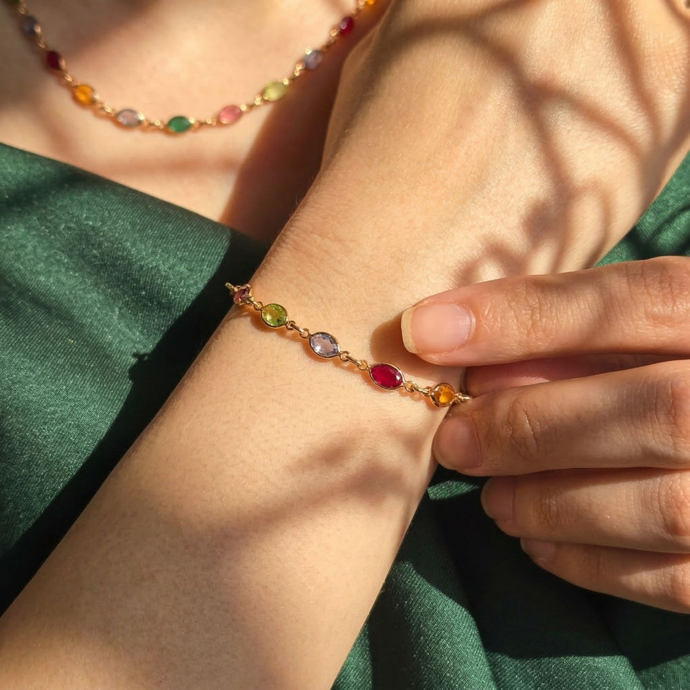 Multicolour gemstone gold plated bracelet, Multicolour crystal bracelet, Gold plated gemstone bracelet, Colourful gemstone bracelet for women, Multi gemstone crystal bracelet, Elegant gold plated bracelet, Rainbow gemstone bracelet, Gemstone bracelet gift for her, Luxury colourful crystal bracelet, Meaningful jewellery gift for women,