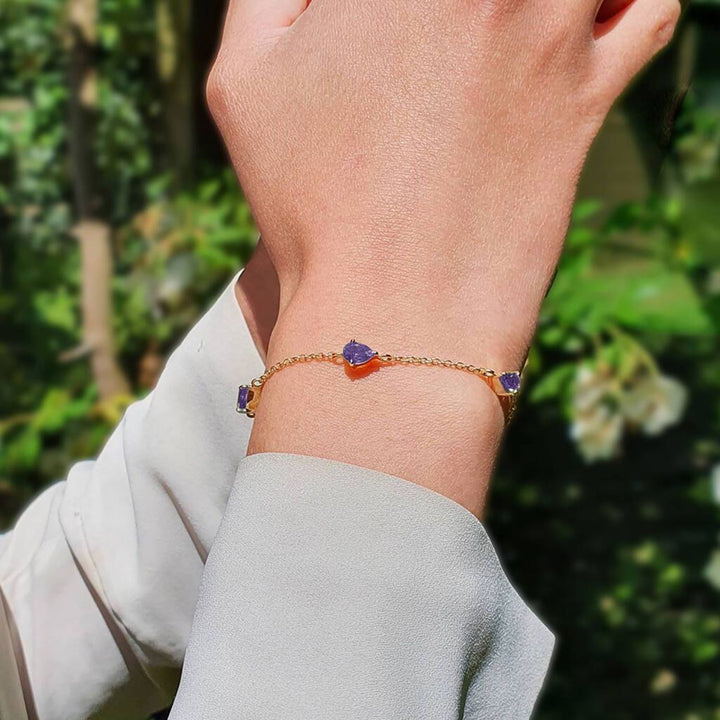 Amethyst February Birthstone Minimalist Gold Vermeil Plated Bracelet