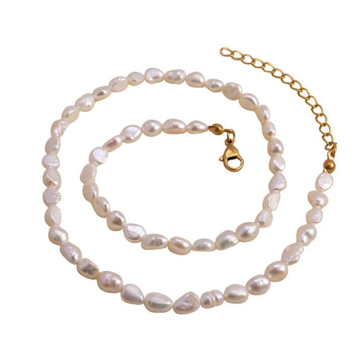 18ct Gold Plated Natural Freshwater Pearl Choker Necklace
