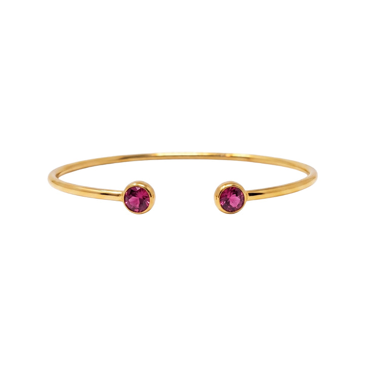 Dainty Pink Tourmaline October Birthstone Gold Plated Bangle