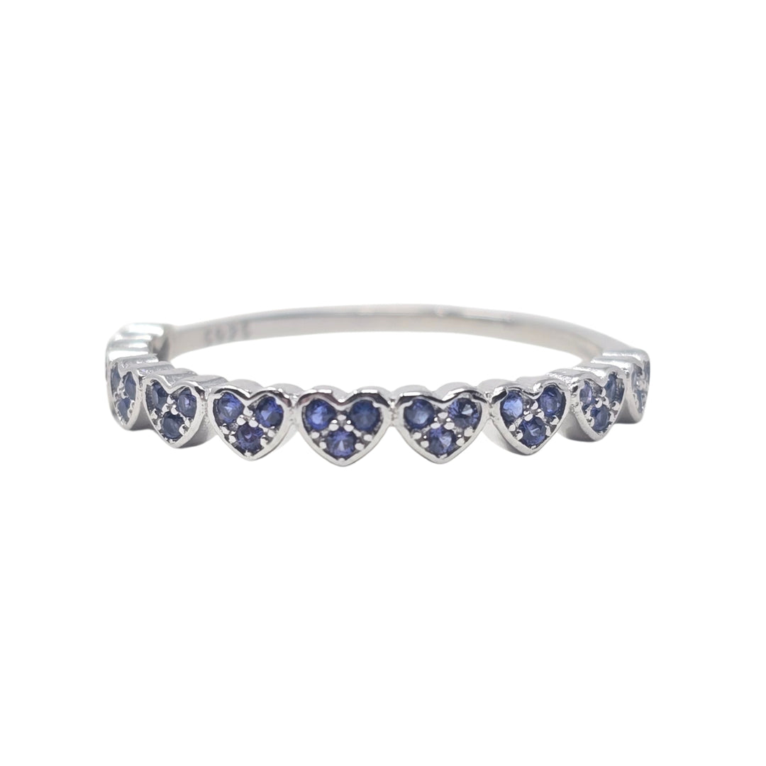 Sterling Silver Sapphire September Birthstone Heart Eternity Ring