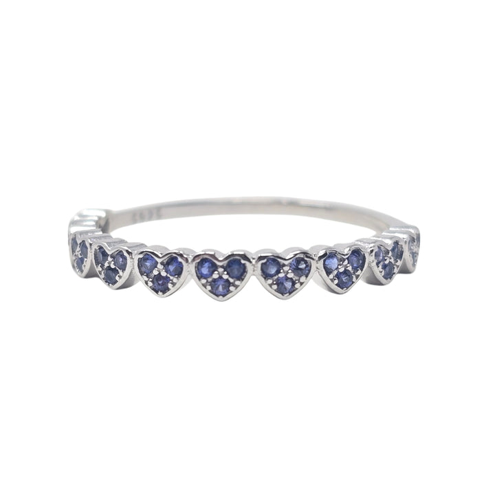 Sterling Silver Sapphire September Birthstone Heart Eternity Ring