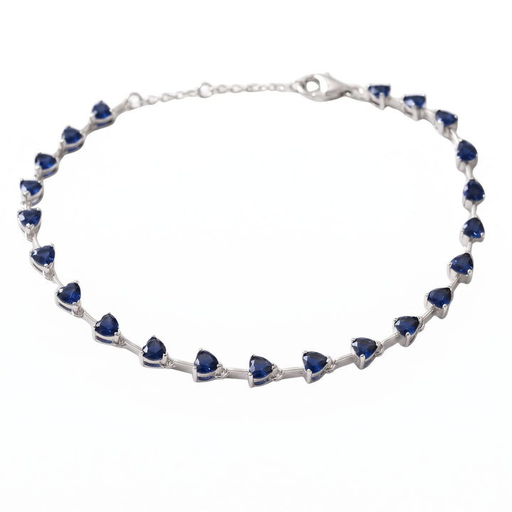 Sterling Silver Sapphire September Birthstone Heart Tennis Bracelet