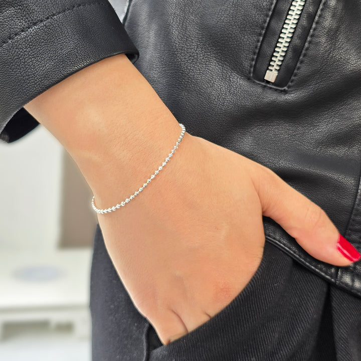 Ball Bead Chain Minimalist Dainty Sterling Silver Bracelet