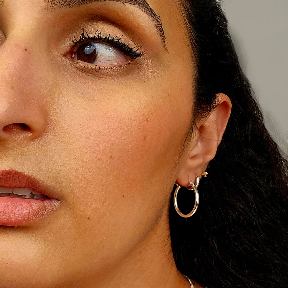 Sterling Silver 20mm Sleeper Creole-Hinged Hoop Earrings